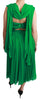 Dolce & Gabbana 100% Silk Green Sleeveless Pleated Maxi Dress - GENUINE AUTHENTIC BRAND LLC  