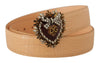 Dolce & Gabbana Beige Croc Pattern DEVOTION Heart DG Waist Buckle Belt - GENUINE AUTHENTIC BRAND LLC  