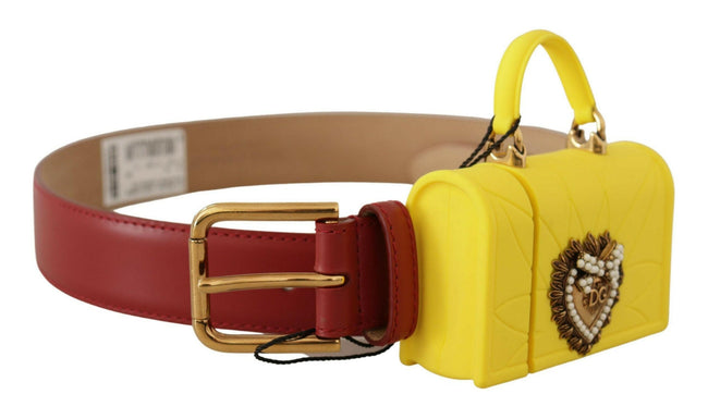 Dolce & Gabbana Red Leather Yellow DEVOTION Heart Bag Buckle Belt - GENUINE AUTHENTIC BRAND LLC  