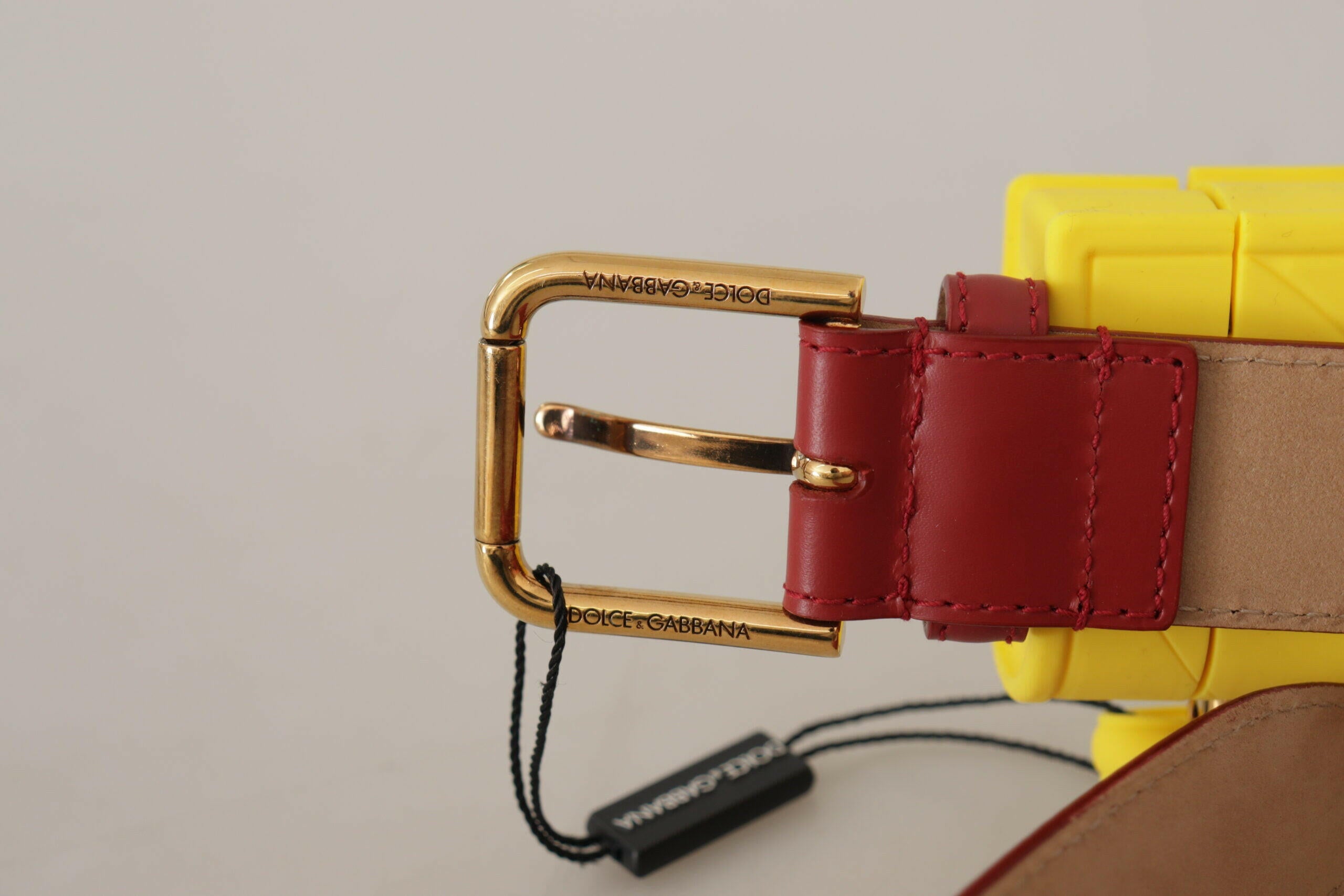 Dolce & Gabbana Red Leather Yellow DEVOTION Heart Bag Buckle Belt - GENUINE AUTHENTIC BRAND LLC  