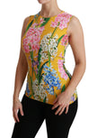 Dolce & Gabbana Yellow Floral Stretch Top Tank Blouse - GENUINE AUTHENTIC BRAND LLC  