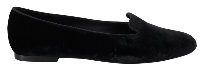Dolce & Gabbana Black Velvet Slip Ons Loafers Flats Shoes - GENUINE AUTHENTIC BRAND LLC  