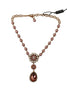 Dolce & Gabbana Gold Tone Brass Pink Beaded Pearls Crystal Pendant Necklace - GENUINE AUTHENTIC BRAND LLC  