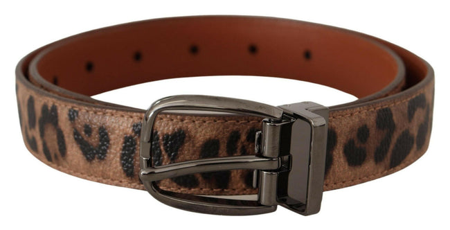 Dolce & Gabbana Brown Leopard Embossed Leather Buckle Belt - GENUINE AUTHENTIC BRAND LLC  