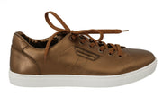 Dolce & Gabbana Gold Leather Mens Casual Sneakers - GENUINE AUTHENTIC BRAND LLC  