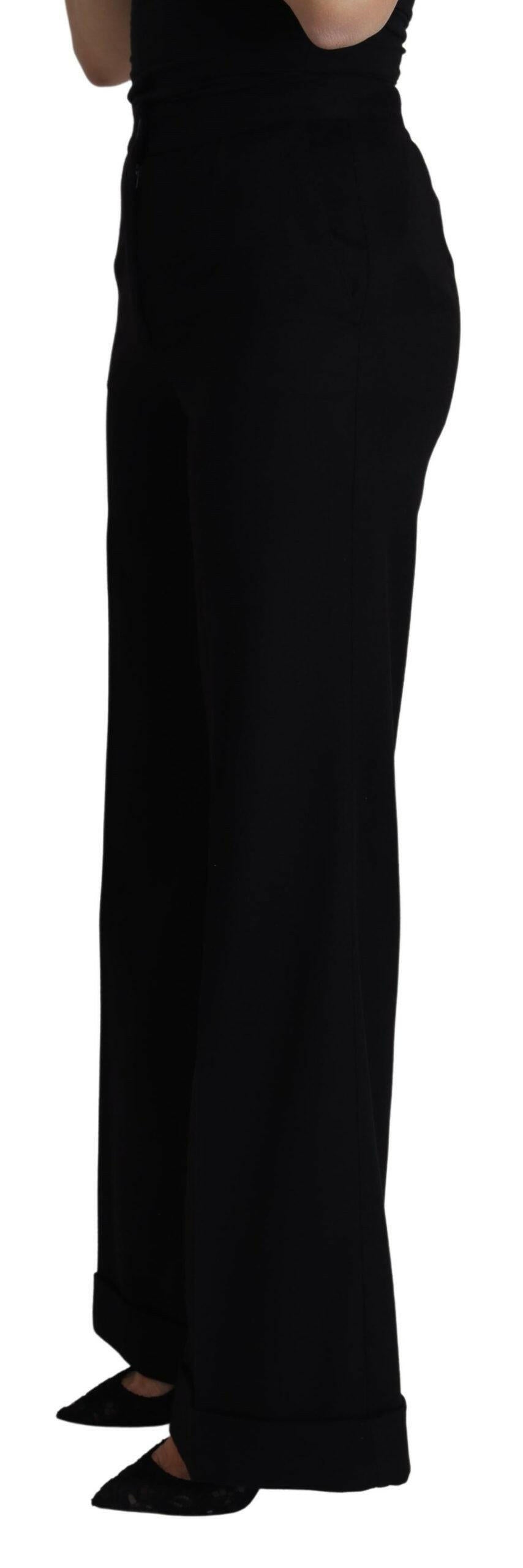 Dolce & Gabbana Black Cashmere Wide Leg Women Trouser Pants - GENUINE AUTHENTIC BRAND LLC  