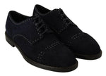 Dolce & Gabbana Blue Suede Leather Derby Studded Shoes - GENUINE AUTHENTIC BRAND LLC  