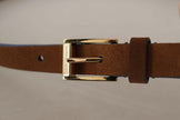 Dolce & Gabbana Dark Brown Blue Leather Gold Metal Buckle Belt - GENUINE AUTHENTIC BRAND LLC  