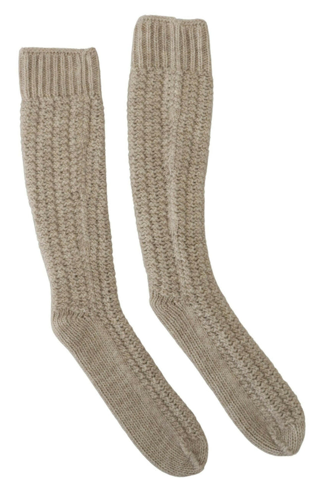 Dolce & Gabbana Beige Wool Knit Calf Long Women Socks - GENUINE AUTHENTIC BRAND LLC  