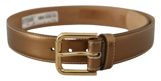 Dolce & Gabbana Bronze Calf Leather Gold Logo Waist Buckle Belt - GENUINE AUTHENTIC BRAND LLC  