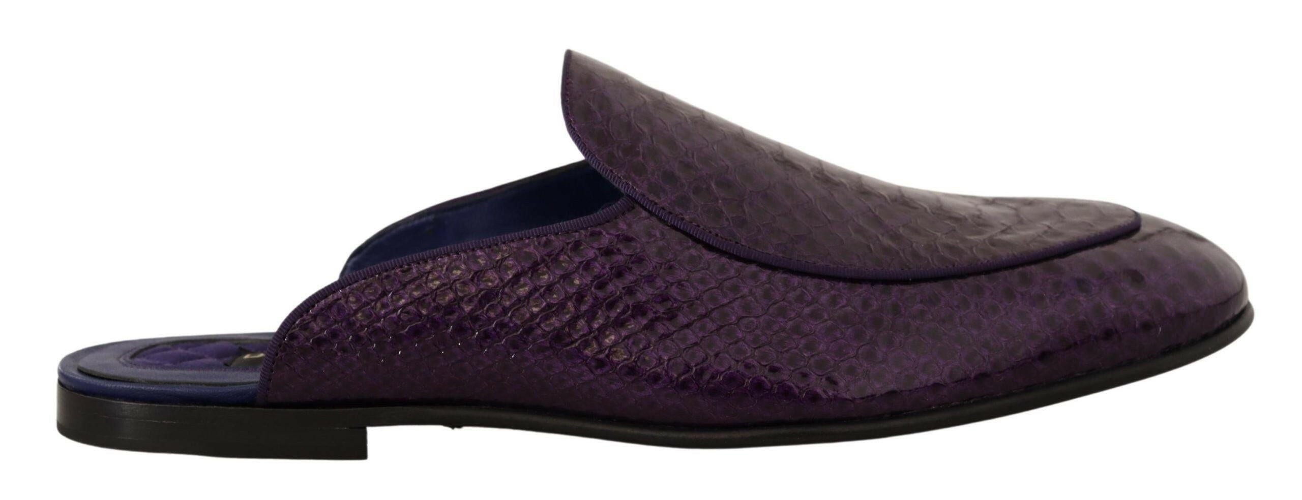 Dolce & Gabbana Purple Exotic Leather Flats Slides Shoes - GENUINE AUTHENTIC BRAND LLC  