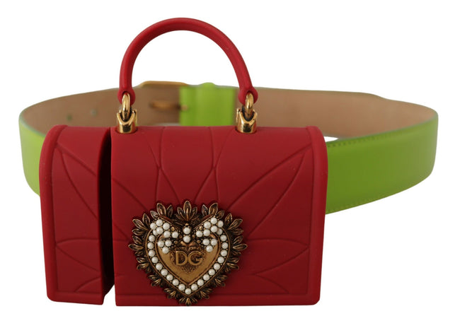 Dolce & Gabbana Green Leather Devotion Heart Micro Bag Headphones Belt - GENUINE AUTHENTIC BRAND LLC  