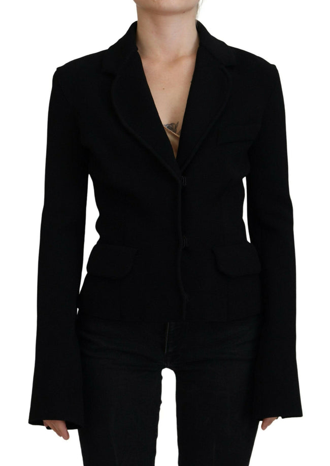 Dolce & Gabbana Black Button Cardigan Blazer Viscose Jacket - GENUINE AUTHENTIC BRAND LLC  