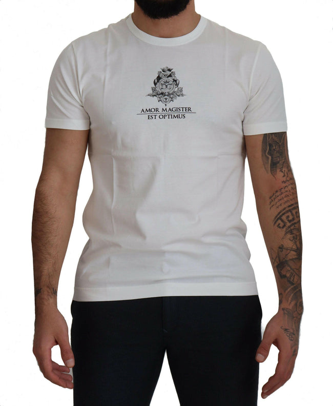 Dolce & Gabbana White Logo Cotton Amor Magister T-shirt - GENUINE AUTHENTIC BRAND LLC  