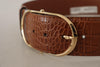Dolce & Gabbana Brown Wide Waist Leather Gold Oval Metal Buckle Belt - GENUINE AUTHENTIC BRAND LLC  