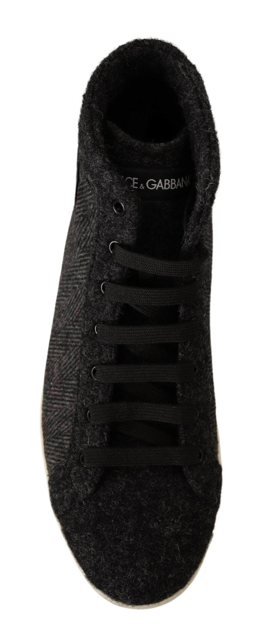 Dolce & Gabbana Gray Wool Cotton Casual High Top Sneakers - GENUINE AUTHENTIC BRAND LLC  