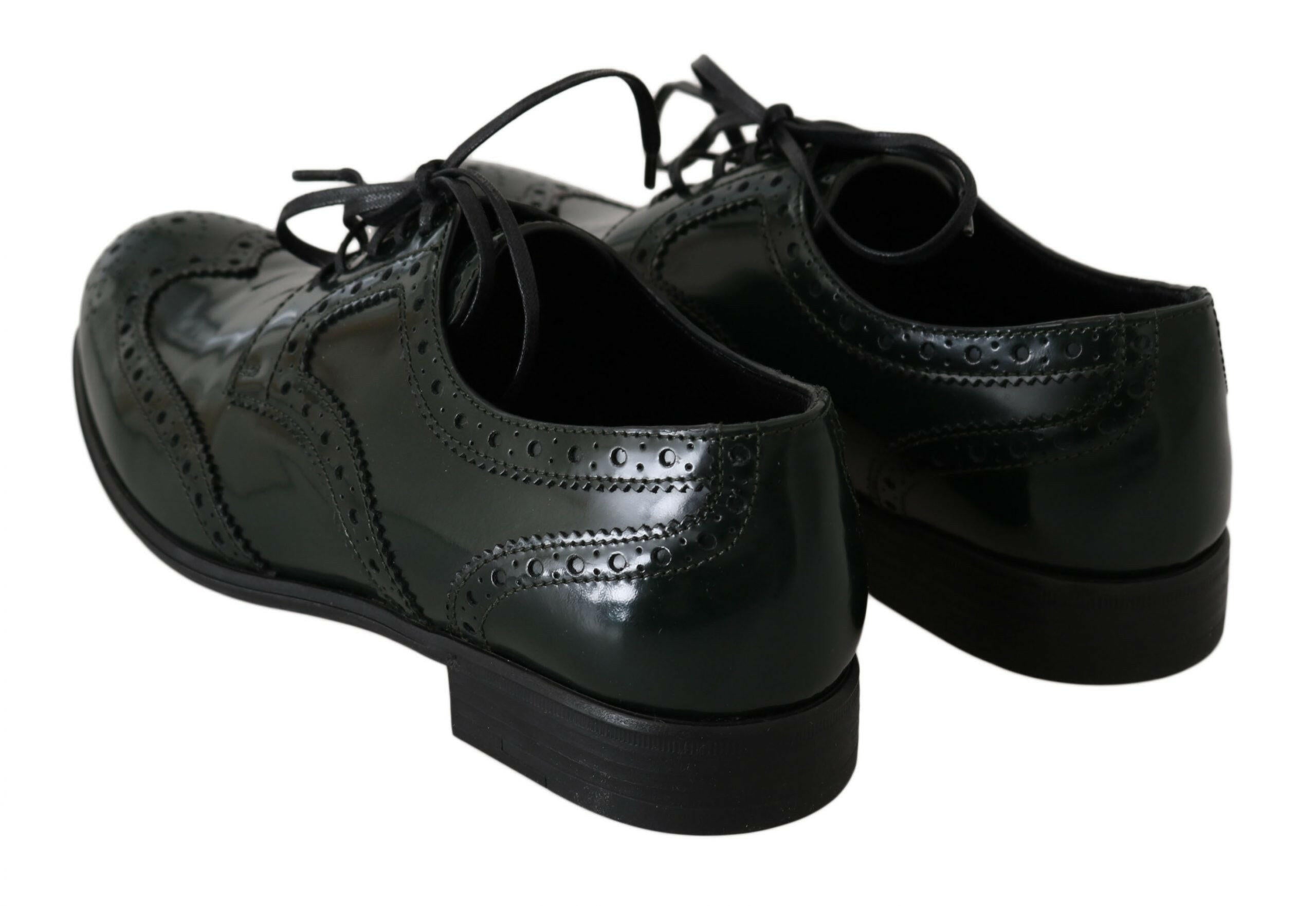 Dolce & Gabbana Green Leather Broque Oxford Wingtip Shoes - GENUINE AUTHENTIC BRAND LLC  