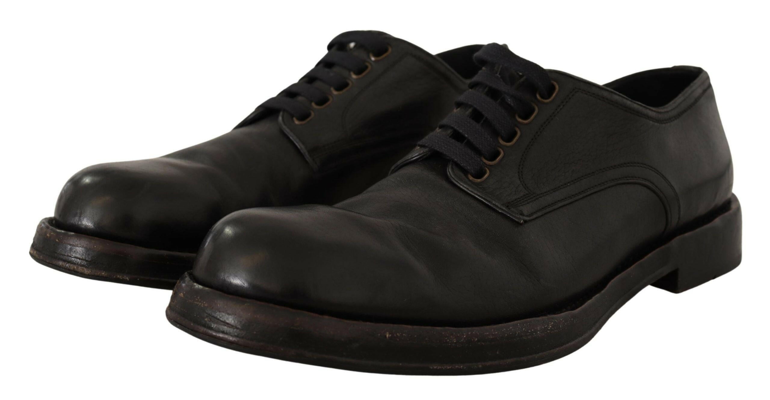 Dolce & Gabbana Black Leather Formal Lace Up Shoes - GENUINE AUTHENTIC BRAND LLC  