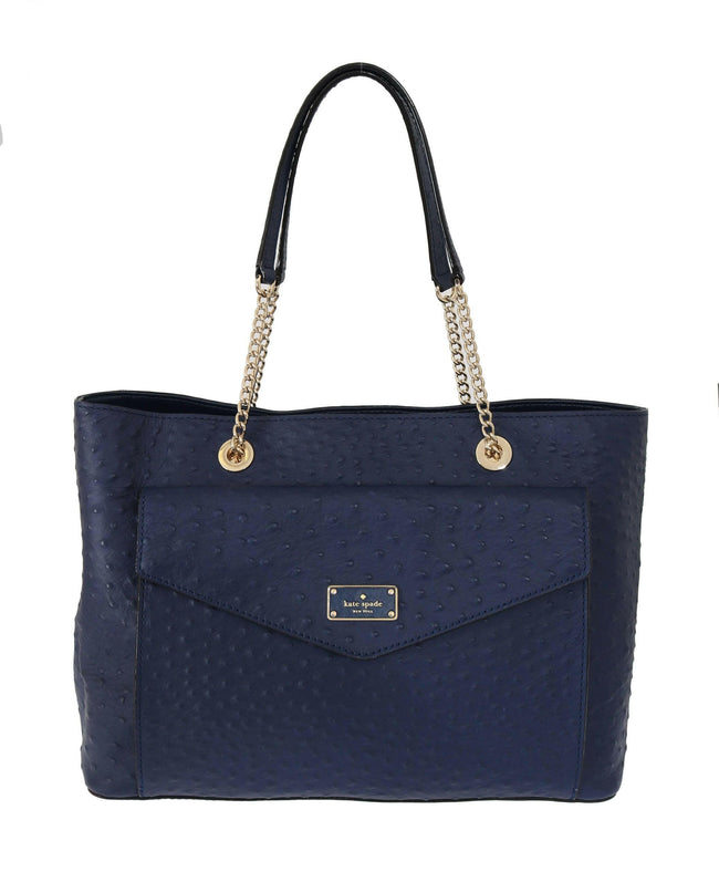 Kate Spade Blue Leather Halsey la vita Ostrich Handbag - GENUINE AUTHENTIC BRAND LLC  