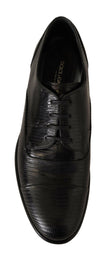 Dolce & Gabbana Black Lizard Leather Derby Dress Shoes - GENUINE AUTHENTIC BRAND LLC  