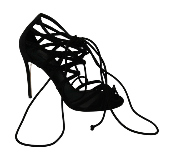 Dolce & Gabbana Black Suede Strap Stilettos Shoes Sandals - GENUINE AUTHENTIC BRAND LLC  