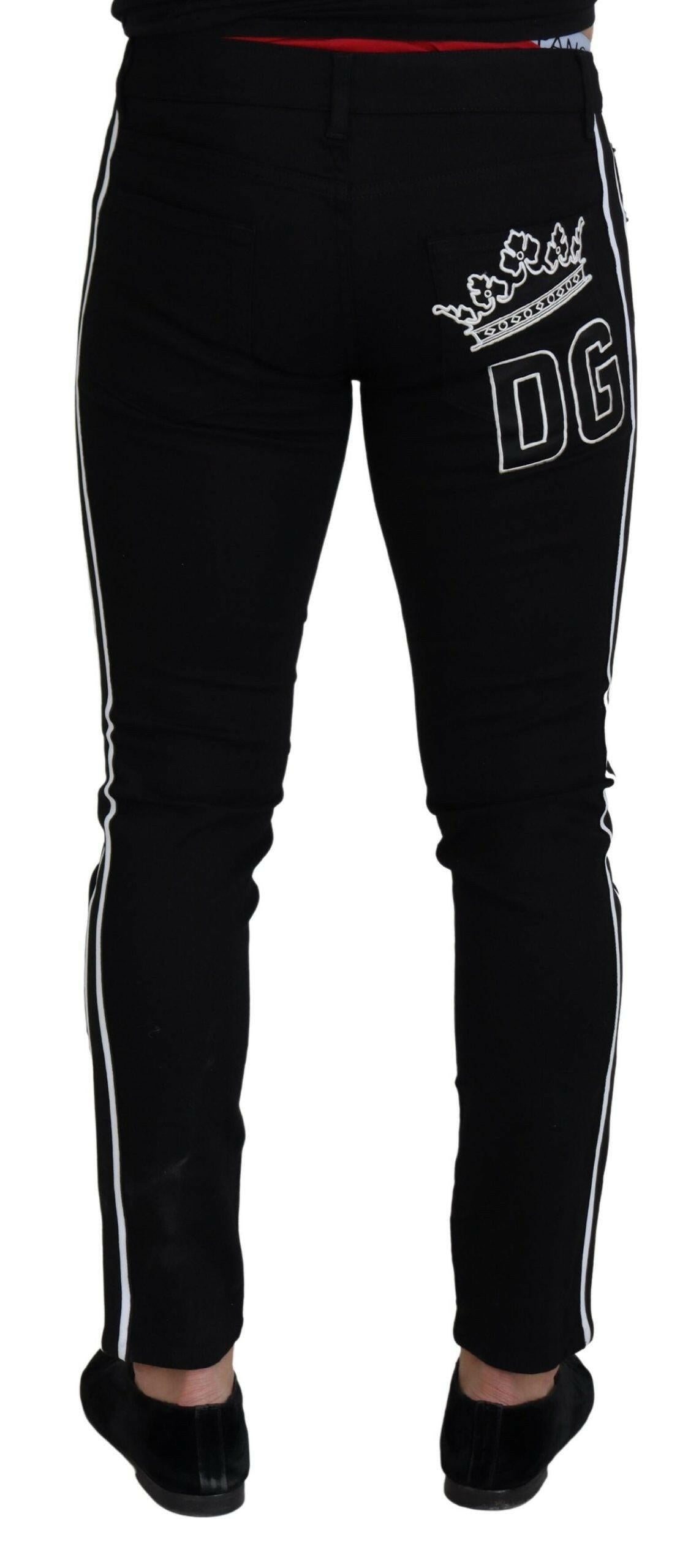 Dolce & Gabbana Black Cotton DG Crown Men Denim Jeans - GENUINE AUTHENTIC BRAND LLC  