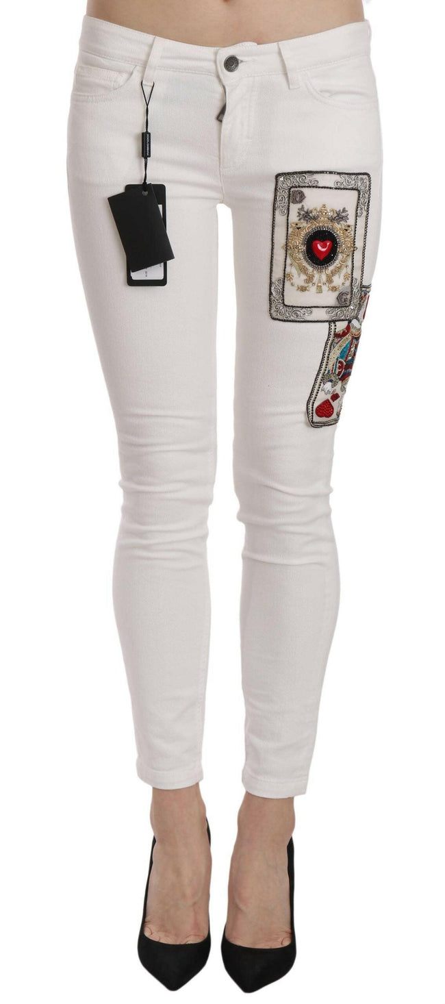 Dolce & Gabbana Queen Of Hearts Crystal Skinny Jeans - GENUINE AUTHENTIC BRAND LLC  