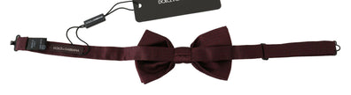 Dolce & Gabbana Elegant Maroon Silk Polka Dot Bow Tie.
