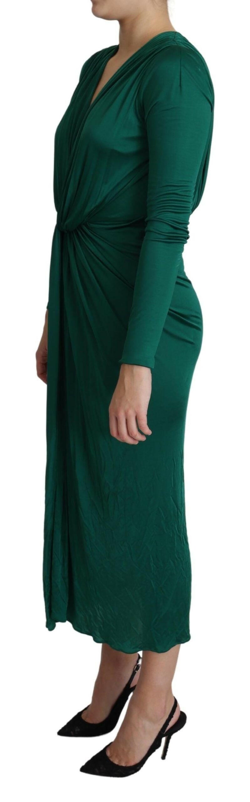 Dolce & Gabbana Green Fitted Silhouette Midi Viscose Dress - GENUINE AUTHENTIC BRAND LLC  