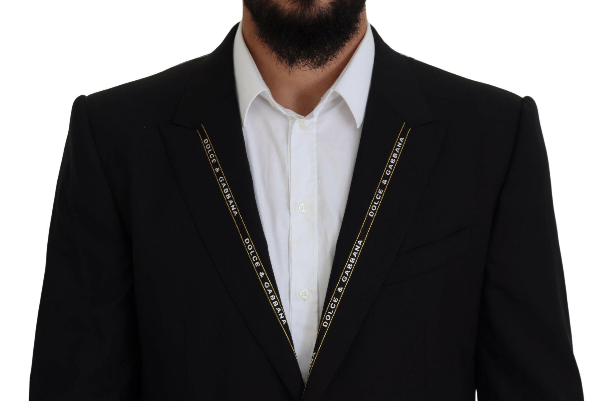 Dolce & Gabbana Black Wool Stretch Slim Fit Jacket Blazer - GENUINE AUTHENTIC BRAND LLC  