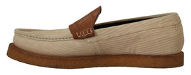Dolce & Gabbana White Brown Fox Moccasins Loafers Shoes - GENUINE AUTHENTIC BRAND LLC  
