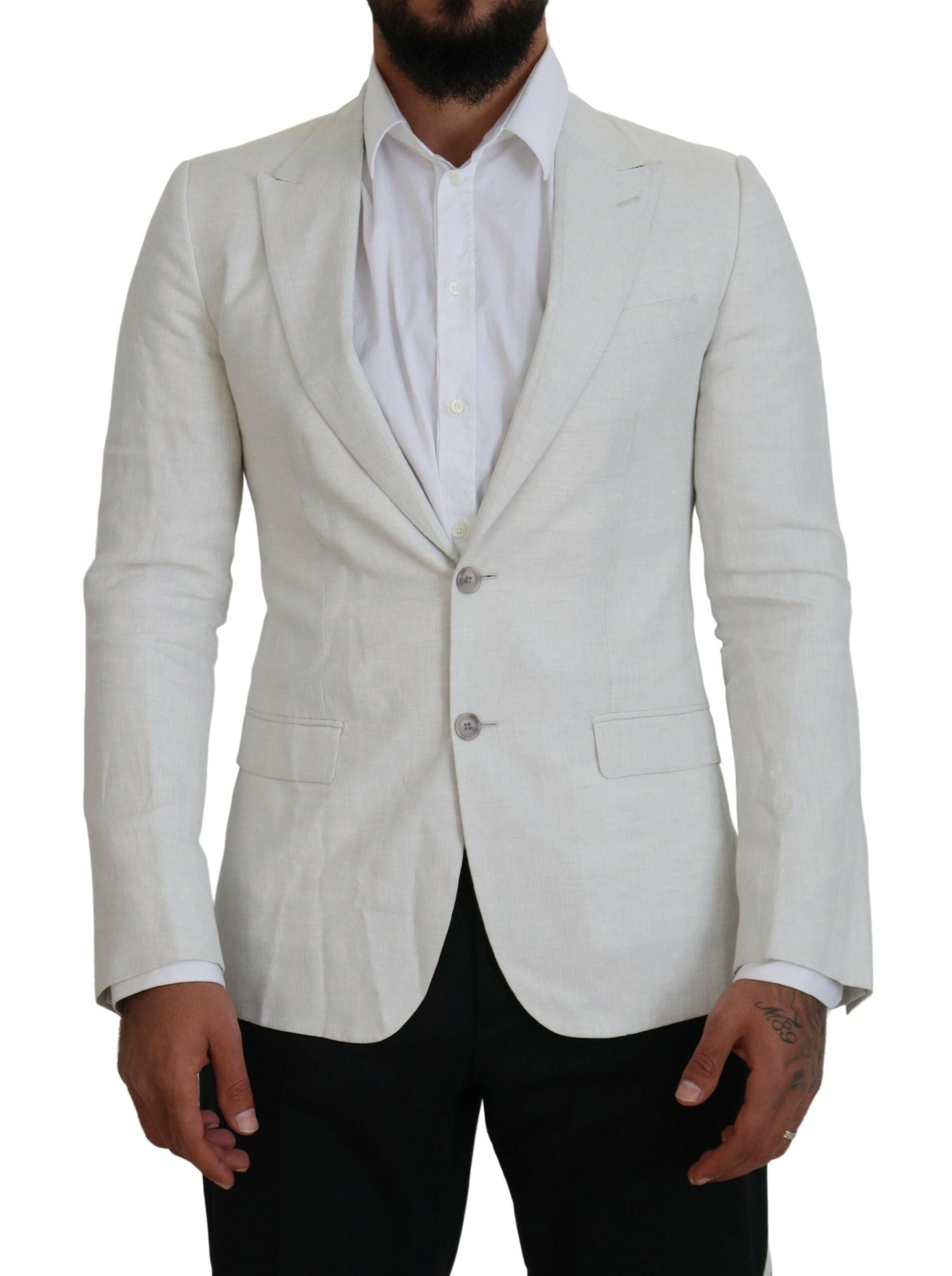 Dolce & Gabbana White Linen Slim Fit Jacket Blazer - GENUINE AUTHENTIC BRAND LLC  