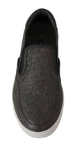 Dolce & Gabbana Gray Leather Flat Caiman Mens Loafers Shoes - GENUINE AUTHENTIC BRAND LLC  