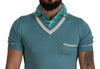 Dolce & Gabbana Blue Silk Polo Top Mens V-neck  T-shirt - GENUINE AUTHENTIC BRAND LLC  