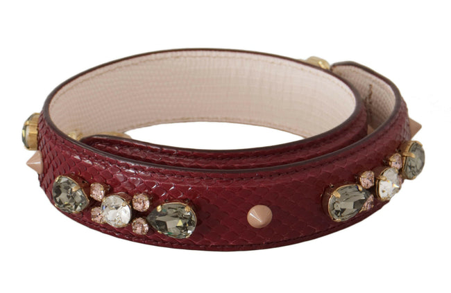 Dolce & Gabbana Bordeaux Leather Crystals Bag Shoulder Strap - GENUINE AUTHENTIC BRAND LLC  