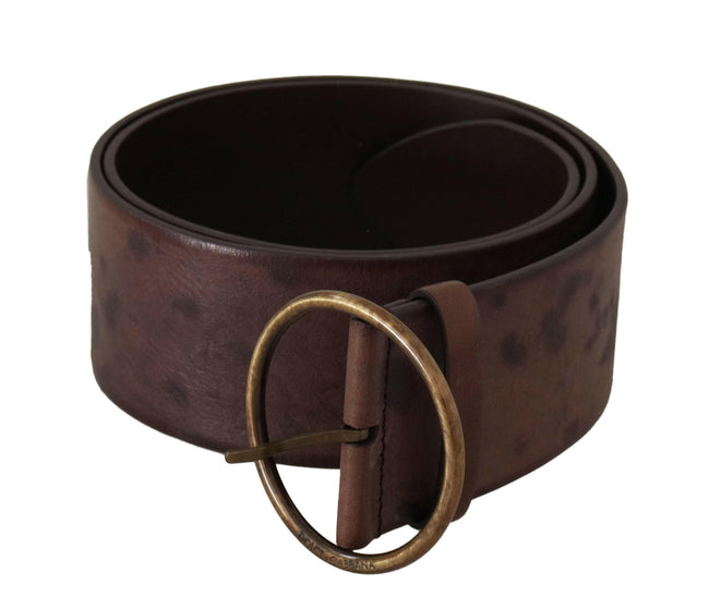 Dolce & Gabbana Dark Brown Wide Calf Leather Logo Round Buckle Belt - GENUINE AUTHENTIC BRAND LLC  