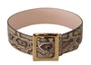 Dolce & Gabbana Beige Exotic Leather Wide Gold Metal Buckle Belt - GENUINE AUTHENTIC BRAND LLC  