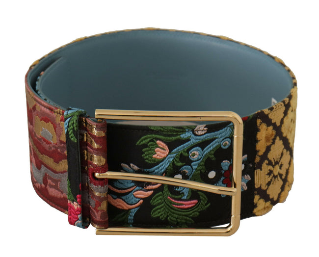 Dolce & Gabbana Multicolor Embroidered Leather Gold Metal Buckle Belt - GENUINE AUTHENTIC BRAND LLC  
