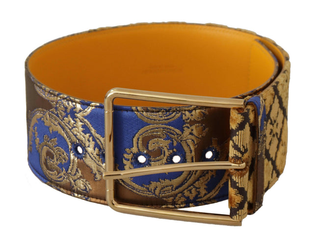 Dolce & Gabbana Blue Floral Patchwork Leather Wide Waist Buckle Belt - GENUINE AUTHENTIC BRAND LLC  
