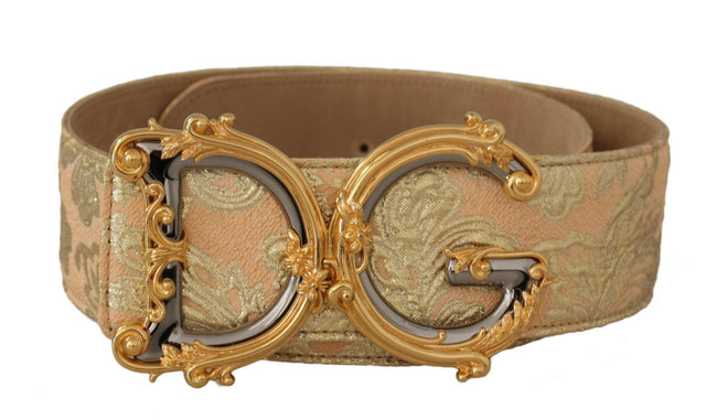 Dolce & Gabbana Gold Wide Waist Jacquard Baroque DG Logo Buckle Belt - GENUINE AUTHENTIC BRAND LLC  