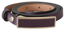 GF Ferre Gold Logo Buckle Waist Leather Skinny Belt - GENUINE AUTHENTIC BRAND LLC  
