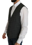 Dolce & Gabbana Gray Wool STAFF Checkered Stretch Vest - GENUINE AUTHENTIC BRAND LLC  