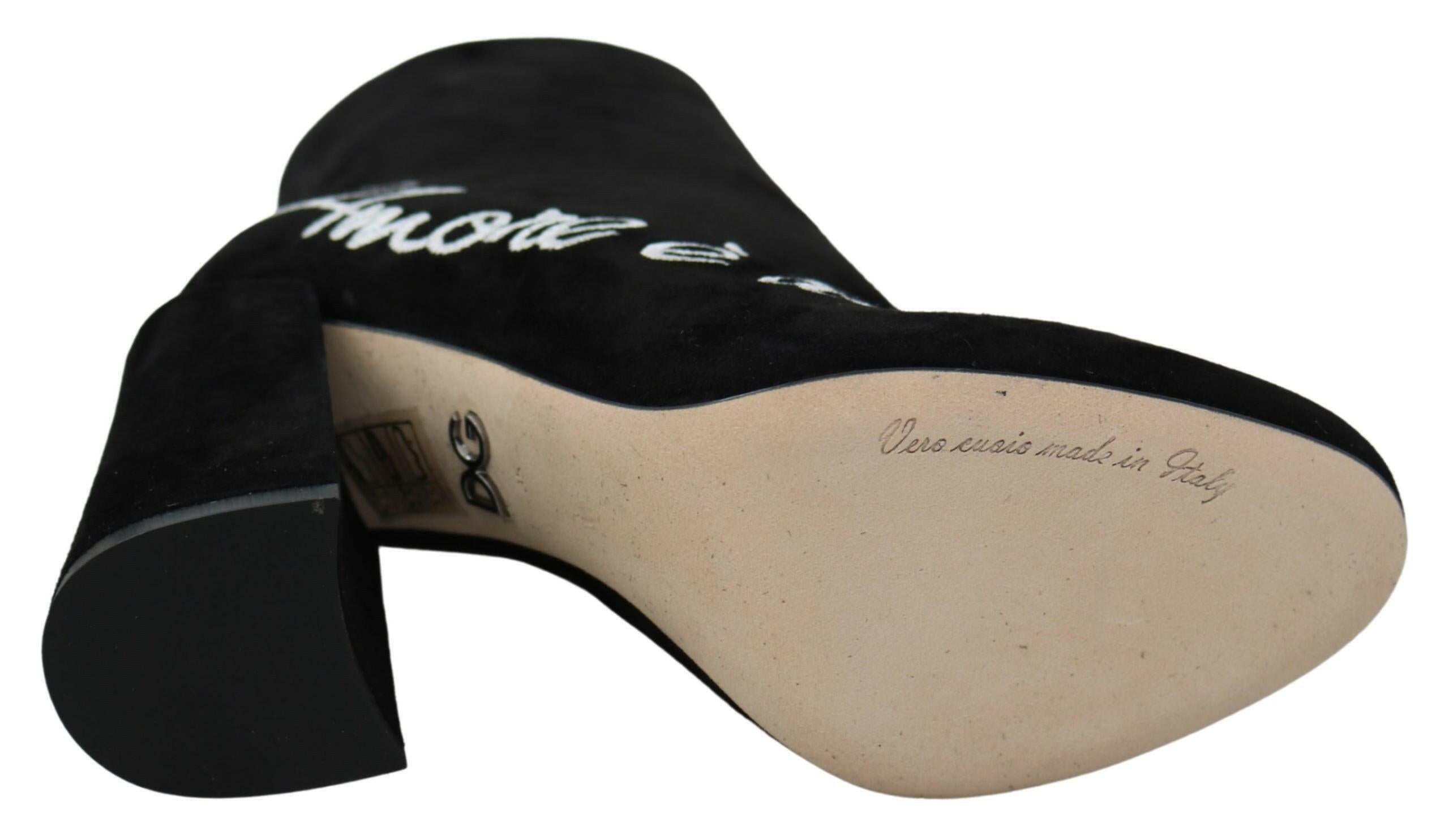 Dolce & Gabbana Black Suede L'Amore E'Bellezza Boots Shoes - GENUINE AUTHENTIC BRAND LLC  