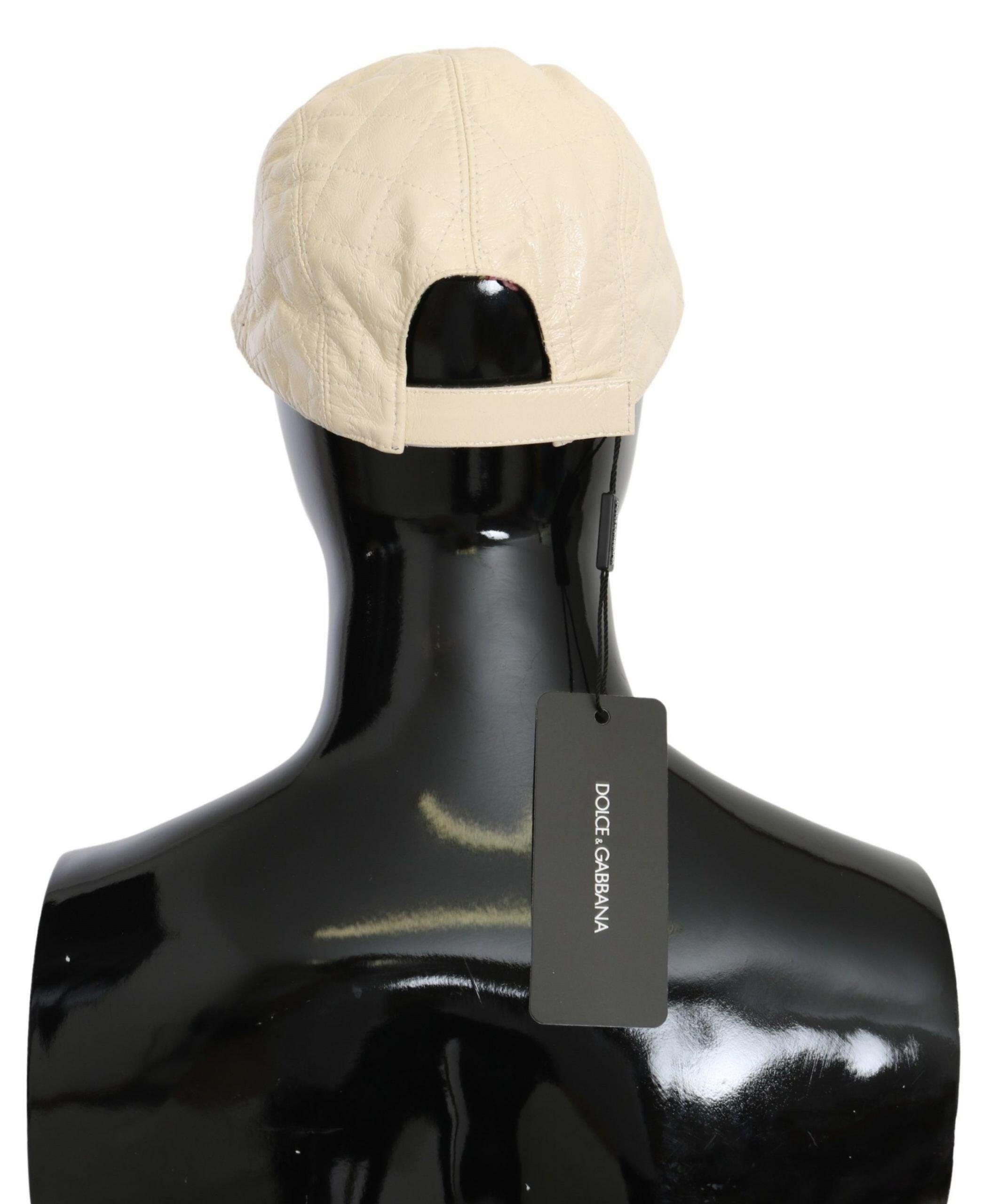 Dolce & Gabbana White Lamb Skin 100% Leather Baseball Hat - GENUINE AUTHENTIC BRAND LLC  