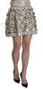 Dolce & Gabbana Silver Silk Crystal High Waist Mini Skirt - GENUINE AUTHENTIC BRAND LLC  
