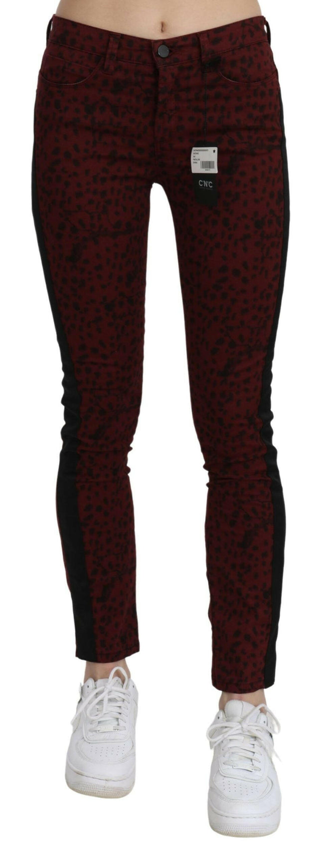 Costume National Dark Red Mid Waist Slim Fit Cotton Jeans - GENUINE AUTHENTIC BRAND LLC  