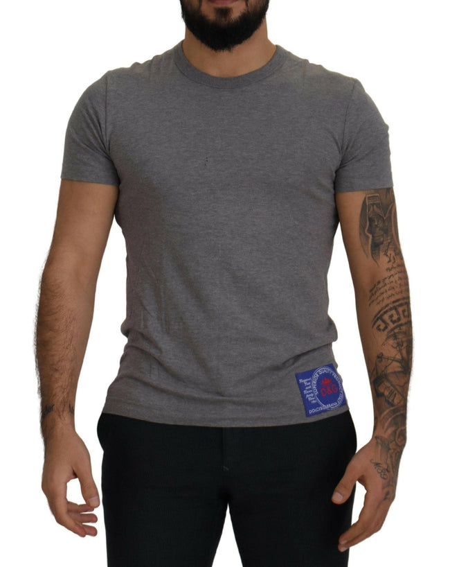 Dolce & Gabbana Grey DG Logo Patch Short Sleeve T-shirt - GENUINE AUTHENTIC BRAND LLC  