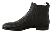 Dolce & Gabbana Black Leather Lizard Skin Ankle Boots - GENUINE AUTHENTIC BRAND LLC  