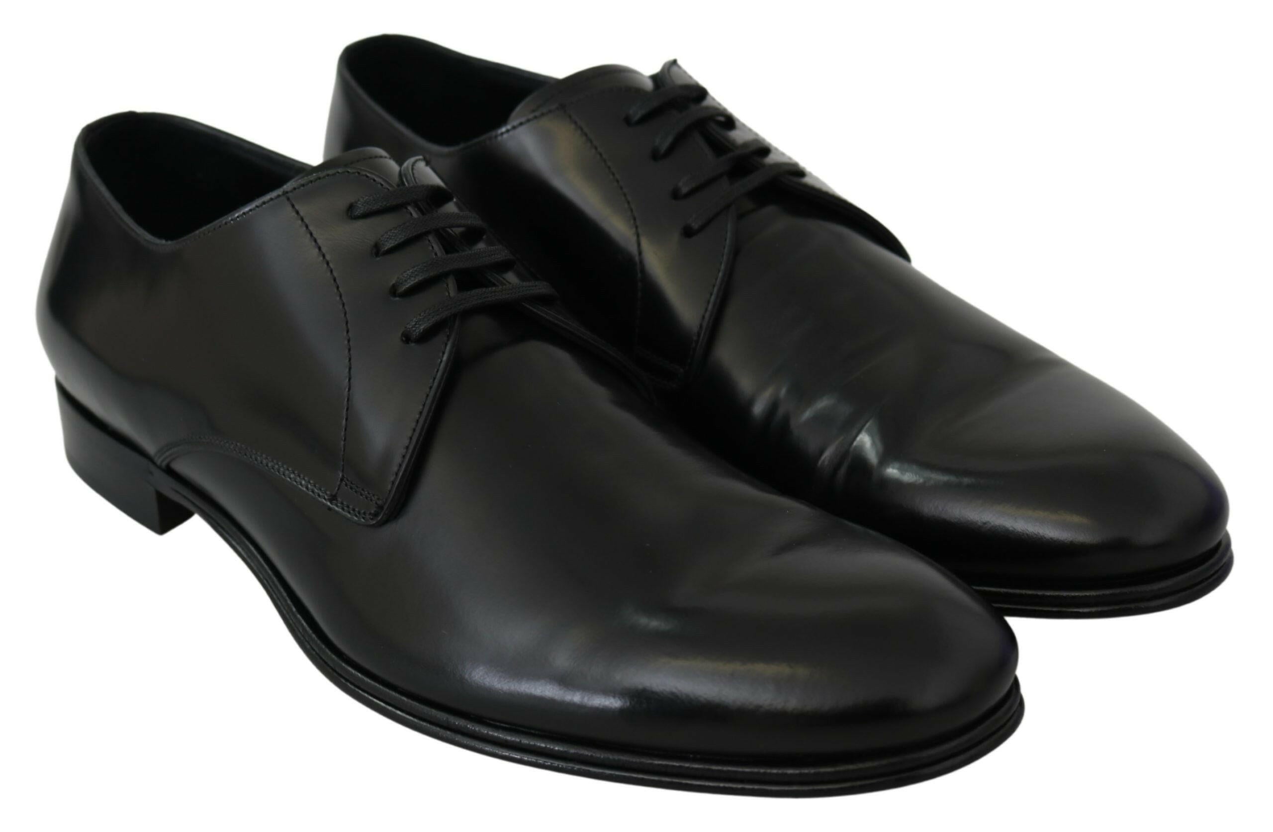 Dolce & Gabbana Derby Napoli Black Leather Dress Formal Shoes - GENUINE AUTHENTIC BRAND LLC  