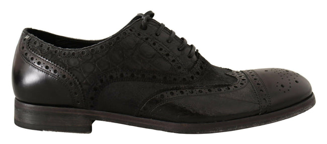 Dolce & Gabbana Black Leather Brogue Wing Tip Men Formal Shoes - GENUINE AUTHENTIC BRAND LLC  